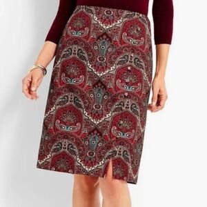 Talbots Opulent Paisley Side Button Faux Wrap Skirt Sz 14